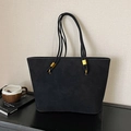Sac cabas noir mat en finition givrée avec doubles anses et boucles dorées - Sans Pendentif / Noir