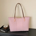 Roze shopper met luipaardprint en bruine riemen, stijlvolle grote damestas voor dagelijks gebruik - Zonder Hanger / Roze