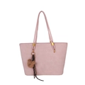 Sac fourre-tout rose pour femmes en simili daim avec breloque ours et foulard à pois - Avec Pendentif / Rose