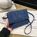 Navy blue crossbody bag with matte texture and gold hardware for daily casual style - One Size / Blue