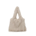 Borsa hobo oversize in ecopelliccia beige con una morbida consistenza a pelo lungo - Cachi