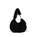 Borsa a tracolla in peluche nera con catena a cuore per la stagione autunno inverno - Taglia unica / Nero