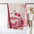 Detailansicht eleganter Lotusmuster auf einem dicken Kaschmirimitat-Wintertuch - 186x66cm / Chinesisches Lotusrosa (GSJ-359)