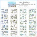 DIY journal sticker book set featuring 20 sheets of Sea Salt Day watercolor scenery PET stickers - Saltwater Day