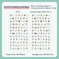 Pudding Series PET stickers with cute cats and food patterns, size 100x188mm - Holiday Theme
