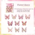 Adesivi a farfalla in PET con lamina d'oro per decorazione di scrapbooking - Danza delle Farfalle Floreali