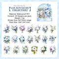 Set 20 adesivi PET blu impermeabili per scrapbooking fai-da-te e decorazione diario - Fragranza di orchidea e osmanto