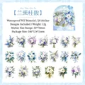 Pack 20 pegatinas PET azules impermeables para scrapbooking DIY y decoraciones - Fragancia de orquídea y osmanto