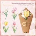 Gold foil tulip floral paper material stickers set for DIY scrapbooking and bookmarks - Carnation Fragrance