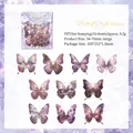 Set di adesivi a farfalla viola con lamina d'oro in PET per fai da te stile vintage - Luce di Farfalla Persistente