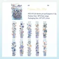 Adesivi floreali in PET impermeabile blu nebbia con 10 motivi vintage per diario - Celadon Nebbioso