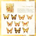 Gold butterfly PET stickers in warm orange-gold finish for DIY scrapbooking decoration - Spring Butterfly Message