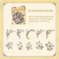 20pcs White and Gold Floral PET Stickers with Elegant Rose and Scroll Motifs - Platinum Palace