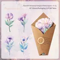 Purple floral scrapbook stickers with gold foil details and morning glory designs - Purple Morning Glory