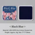 Vintage style square ink pad in Black Blue with botanical design on an eco-cotton base - Black Blue