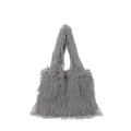 Faux fur hobo shoulder bag in grey plush material with integrated soft top handle - Minimalist Plush Style (ZM644) / Gray