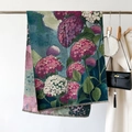 Chal vintage de hortensias en imitación cachemira con borlas y diseño reversible - 66*186cm / Flores Rosa Púrpura