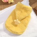 Close-up of soft yellow fleece pet hoodie with a plush star patch for small dogs - XS (Chest 30cm, Back 20cm) / Hooded Vest Yellow Star (Thickened Fleece)