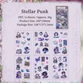 Adesivi PET vintage Stellar Punk con illustrazioni ad acquerello viola di gatti e gufi - Stellar Punk