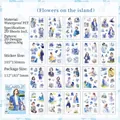 Themen-Stickerset Flowers on the Island mit 20 wasserfesten PET-Aufklebern für DIY-Basteln - Insel Blumenreise