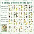 Adesivi in PET a tema foresta primaverile per scrapbooking con 20 motivi floreali verdi - Confezione da 20 / Ritorno Serale di Primavera