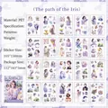 Adesivi in PET impermeabili serie iris viola con illustrazioni di ragazze per diario fai-da-te - Confezione da 20 / Percorso Stellato di Iris