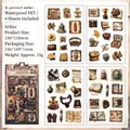 Vintage PET waterbestendige stickersset met antieke klokken en droogbloemen - Briefkaart Embers