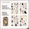 Süße wasserdichte PET-Aufkleber mit schwarzen Katzen für Scrapbooking und DIY - Schwarze Katze Zauber (4 Stück) / 150*100mm