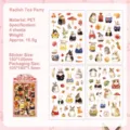 Radish Tea Party PET-Aufkleber mit süßen Hasen- und Herbstblatt-Motiven im Set - Rettich Tee-Party (4 Stück) / 150*100mm