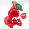 Felpa con cappuccio a mela rossa per cani con dettaglio foglia e calda fodera in pile - XL / Felpa Mela (Coulisse)