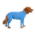 Detail of light blue high-stretch full body recovery suit for large dogs with turtleneck - S (Chest 50 Back Length 58cm) / Set / Lake Blue