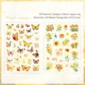 Set van 2 vellen gouden vlinder- en bloemenstickers van PET voor scrapbooking - Zonnige Vlinderwals