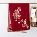 Elegante scialle reversibile con motivo floreale di prugno e frange per donna - 66*186cm / Rosso