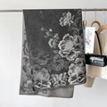Elegant floral double-sided jacquard scarf with fringe in dark and light grey tones - 66*186cm / Gray