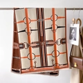 Thick faux cashmere shawl with chain horse bit pattern and short fringes for women - 66*186cm / Orange/Beige (GSJ-326-Orange)