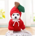Sudadera de manzana roja para perros y gatos con detalle de hoja verde suave - L / Sudadera de Manzana Roja