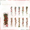 Adesivi decorativi PET rose rosse impermeabili con disegni di rampicanti fioriti - Danza della Rosa Rossa