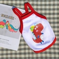 Détail de la veste en maille blanche pour chien avec imprimé dinosaure rouge mignon - XS (Poitrine 30cm) / Dinosaure Blanc Rouge