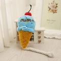 Plush ice cream dog toy with cotton rope and mimo embroidery in a warm home setting - Squeaky Toy / Blue Ice Cream