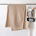 Châle jacquard beige épais à motif trèfle avec finitions franges pour femme - Khaki (GSJ-313)