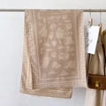 Vintage beige paisley pashmina scarf with nautical jacquard patterns and fringe trim - Khaki (GSJ-358)