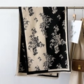 Bamboo print reversible cashmere-feel shawl in black and beige block stitching - Black