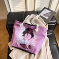 Borsa tote viola con illustrazione anime e manici in corda intrecciata bianca spessa - Stile 3 Senza Piccola Pochette