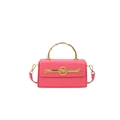 Modische magentafarbene PU-Leder-Box-Tasche mit goldenem Bambusgriff und M-Logo - Fuchsia