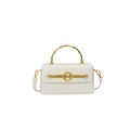 Weiße Box-Handtasche mit goldenem Bambusgriff und M-Logo-Detail für Damen - Weiß
