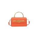Schicke orangefarbene Kofferhandtasche mit goldenem Bambusgriff und M-Logo - Orange