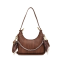 Chic brown woven leather handbag for women with fashion scarf detail and chain strap - Brown
