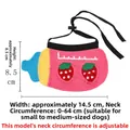 Babero de punto rosa para perro con fresas y medidas para perros medianos - M (Longitud del cordón 64cm, para mascotas de menos de 15kg) / Estilo Biberón Rosa