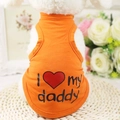 Orange pet vest for small dogs and cats with I love my daddy heart print design - Orange