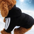 Sweat à capuche noir sport pour animaux avec trois bandes blanches sur les manches - S / Noir